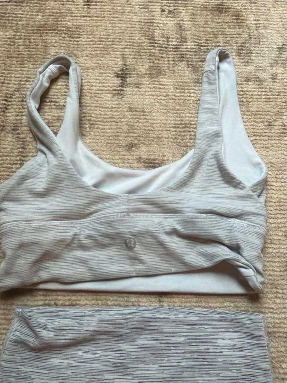 lululemon athletica Heathered Light Gray Leggings & Sports Bra Set